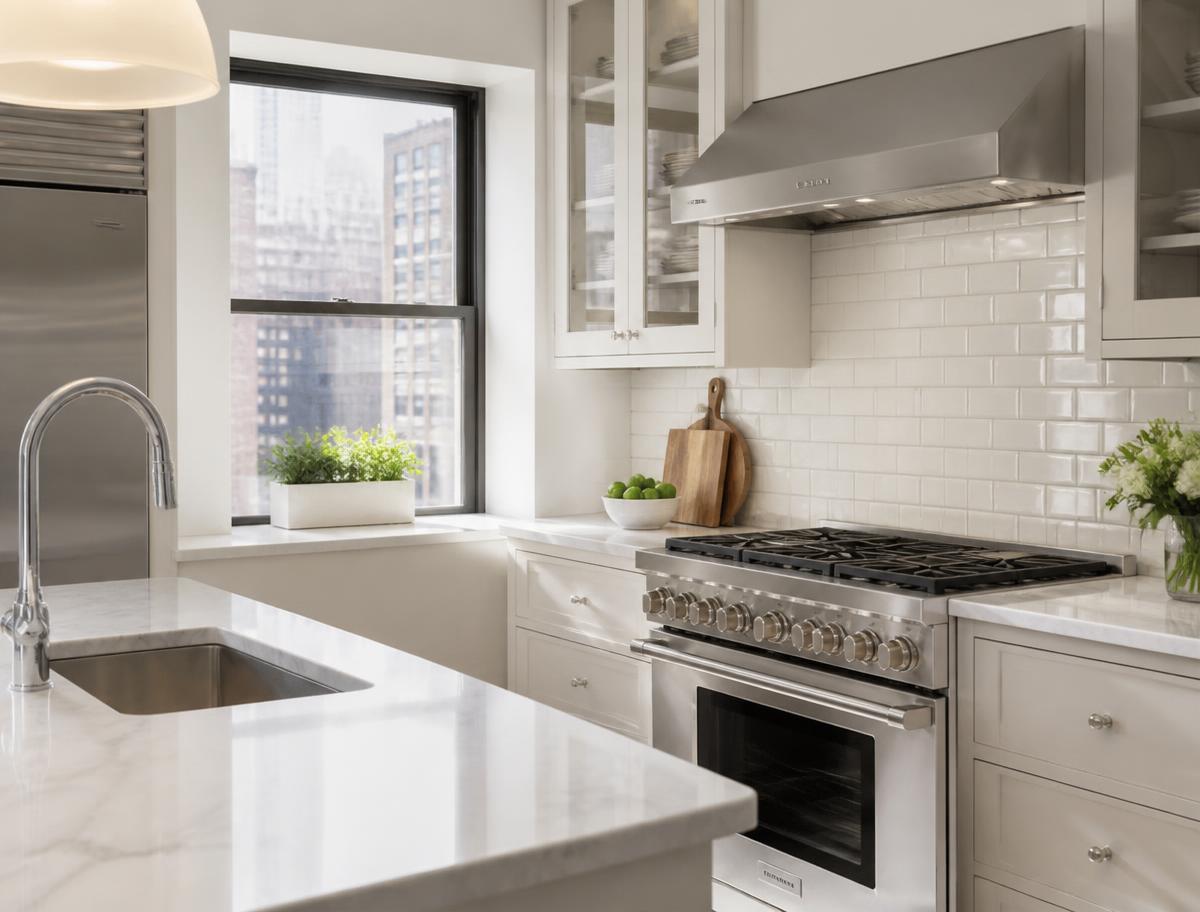 Spotless kitchen after deep cleaning in New York City